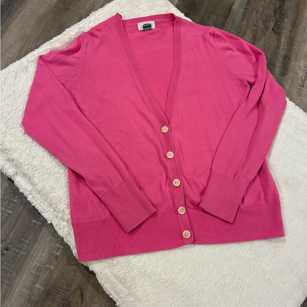 Old Navy Pink Cardigan Sweater with Ribbed Trim